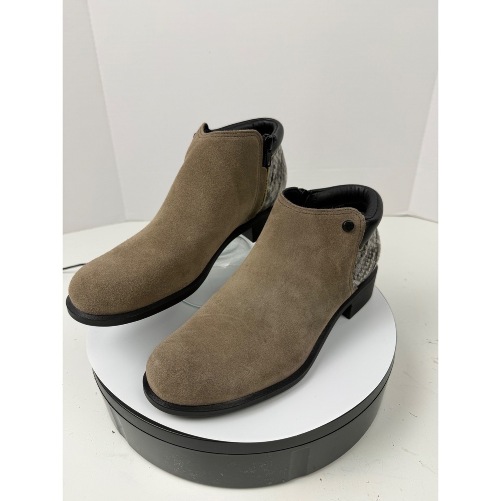 SAS Suede Brown Grey Snakeskin Orthopedic Arch Support Ankle Booties Women 7.5 M
